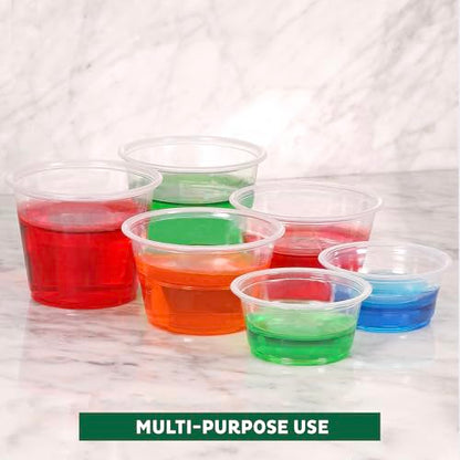 Freshware Plastic Portion Cups with Lids [2 Ounce, 400 Set] Disposable Plastic Cups for Meal Prep, Salad Dressing, Jellos Shot Cup, Condiment and Dipping Sauce Cup - size: 2 oz - 400 sets