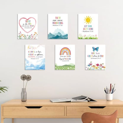 HOURIA Framed Kids Rainbow Religious Christian Wall Art (6pcs,8“X10” - color: Bible wall art, size: 8X10inches