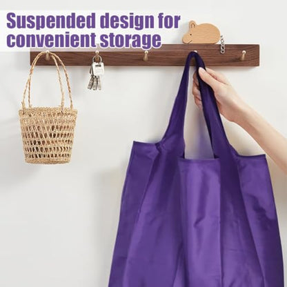 Large 50lbs Heavy Duty Reusable Foldable Grocery and Shopping Tote Bags - Washable Polyester Bags in Pocket - color: Purple