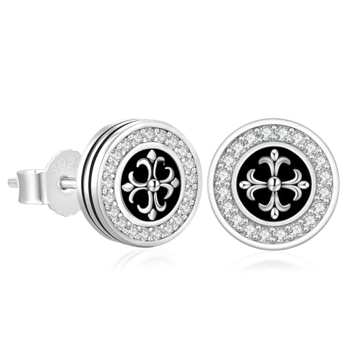 KRKC&CO Earrings for Men, Sterling Silver Earrings Studs, Hypoallergenic - color: Black I