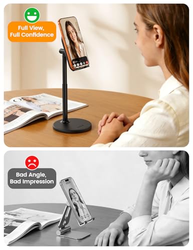 Lamicall Cell Phone Stand for Desk - [Height Angle] Adjustable Phone Holder - color: Black