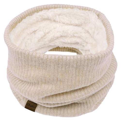 Chalier Infinity Scarf Neck Warmer, Fleece Lined Winter Scarves - color: A-khaki