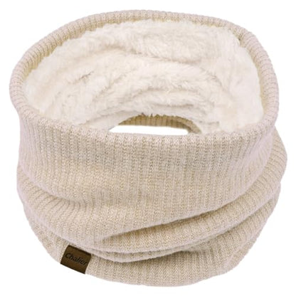 Chalier Infinity Scarf Neck Warmer, Fleece Lined Winter Scarves - color: A-khaki