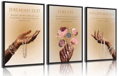 FKRYTYB 3Pcs Black Girl Christian Bible verses Wall Art 16x24in - color: Scripture, size: 24L"X16W"Poster