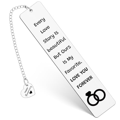 Anniversary Bookmark Gifts for Her Him Stainless Steel Bookmarks Gifts for Couples Wife Husband Fiance Girlfriend Boyfriend Wedding Anniversary Engagement Book Marks for Reading Women Men - color: Anniversary Bookmark