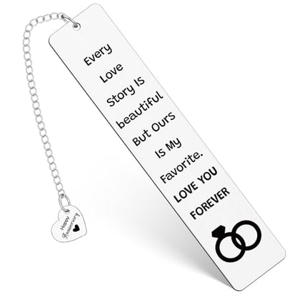 Anniversary Bookmark Gifts for Her Him Stainless Steel Bookmarks Gifts for Couples Wife Husband Fiance Girlfriend Boyfriend Wedding Anniversary Engagement Book Marks for Reading Women Men - color: Anniversary Bookmark