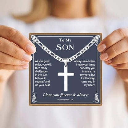 IEFLIFE Gifts for Son Men - Gifts for Son Grandson Boy Cross Necklaces - color: Man