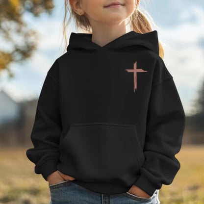 Girls Christian Hoodies Kids Jesus Faith Sweatshirts Cute Religious Graphic Sweater Inspirational God Bible Verse Top - color: Black, size: 7-8 Years