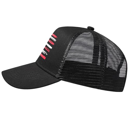 Baseball Cap, American Flag Trucker Hat for Men Women, Breathable Adjustable Fit Outdoor Mesh Snapback Hats - color: Black/Us Flag