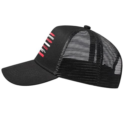 Baseball Cap, American Flag Trucker Hat for Men Women, Breathable Adjustable Fit Outdoor Mesh Snapback Hats - color: Black/Us Flag