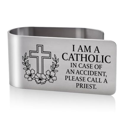 I Am A Catholic in Case of Car Visor Clip Gifts for Catholic Men - color: silver 2