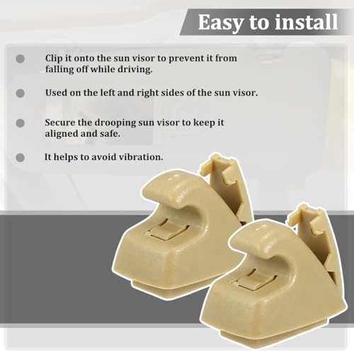 2PCS Car Sun Visor Clip Retainer, OEM#95994975 95994976 Vehicle Sun Visor Hook Bracket, Auto Sunvisor Holder Clip Replacement, Compatible with Cruze 2011-2016 Sonic 2012-2020 (Beige) - color: Beige