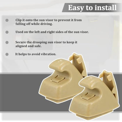 2PCS Car Sun Visor Clip Retainer, OEM#95994975 95994976 Vehicle Sun Visor Hook Bracket, Auto Sunvisor Holder Clip Replacement, Compatible with Cruze 2011-2016 Sonic 2012-2020 (Beige) - color: Beige