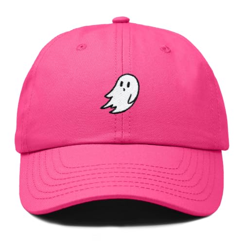 DALIX Ghost Embroidered Mens Womens Cotton Dad Hat Baseball Cap Adjustable - color: Hot Pink
