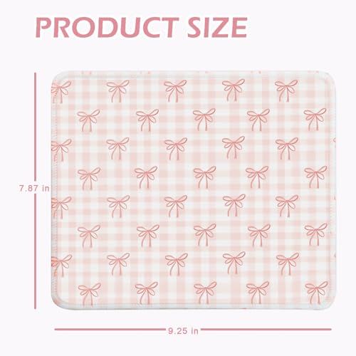 Mouse Pad for Desk with Stitched Edge, Premium Cute Washable Mouse Pads. Computer Mousepad with Non-Slip Rubber Base, Mousepads for Laptop, 9.25x7.75x0.12 inch (Lovely Bows) - color: Lovely Bows
