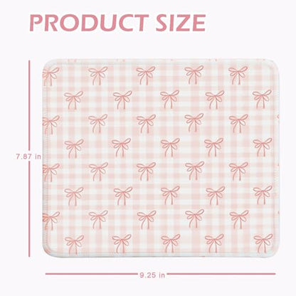 Mouse Pad for Desk with Stitched Edge, Premium Cute Washable Mouse Pads. Computer Mousepad with Non-Slip Rubber Base, Mousepads for Laptop, 9.25x7.75x0.12 inch (Lovely Bows) - color: Lovely Bows