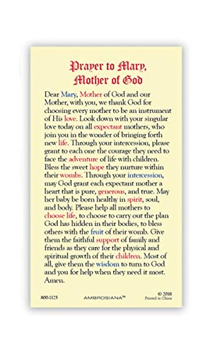 Needzo Prayer of Mary, Mother of God Laminated Holy Cards, 4 3/8 Inch, Pack of 5