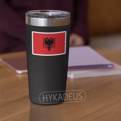 (3Pcs) Albania Flag Stickers – Albanian Sticker National Flag Vinyl Decals - color: Albania