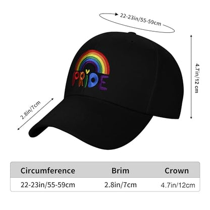 Embroidered Baseball Cap for Women Men Adjustable Baseball Hat Black Baseball Cap Trucker Hat - color: Rainbow Gay Pride Flag
