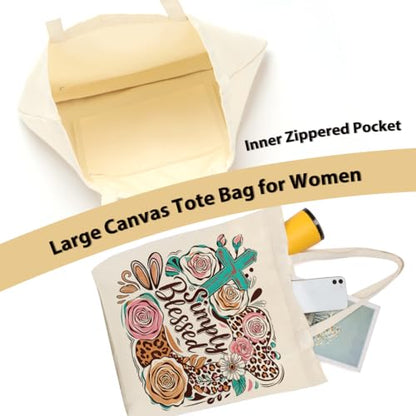 Faith Canvas Tote Bag, Christian Gifts for Women Mama Sister Inspirational Bible Verse Birthday Christmas - color: Floral Christian 859