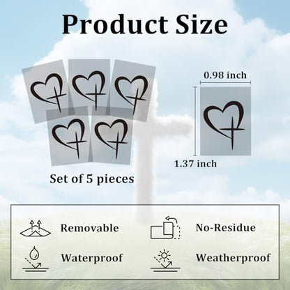 5Pcs Jesus Cross Mirror Stickers,Christian Faith Decals for Car (Black) - color: Black-crossheart