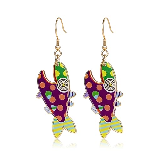 Colorful Ocean Fish Earrings for Women Summer Acrylic Sea Earrings Summer Fish Jewelry Gifts Accessories for Holiday Outfits Trendy Jewelry Gifts - color: C