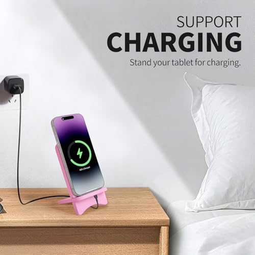 Cell Phone Stands, Desktop Stand, Luxury Nature Wood Simple Phone Stand, Compatible with iPhone & All Cell Phones, Ultra-Stable, Portable & Non-Slip Design, 2 Pieces, Pink - color: Pink