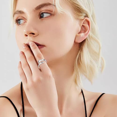 POPLYKE Cross Rings Sterling Silver Faith Adjustable Wrap Rings for Women Inspirational Jewelry Gifts - color: one day at a time