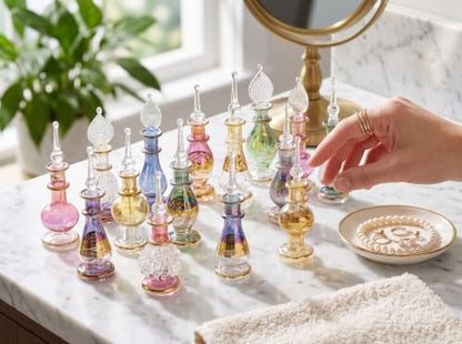 NileCart Set of 12 Egyptian Perfume Bottles 2" Empty Glass