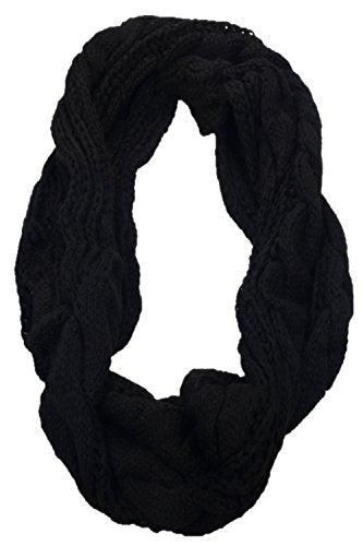 NEOSAN Womens Thick Ribbed Knit Winter Infinity Circle Loop Scarf - color: Twist Black
