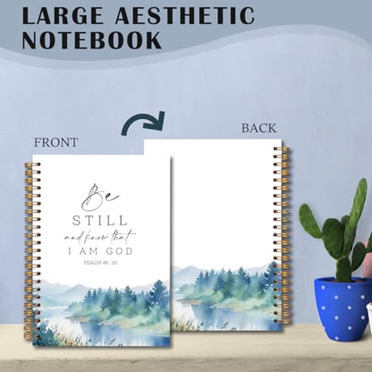 Be Still and Know That I Am God Christian Spiral Notebooks, Psalm 46:10 Bible Verse Journal, Scripture Journals for Writing, Religious Notebook for Note Taking, 5.5x8.3 Inch - color: white Bible Notebook-3