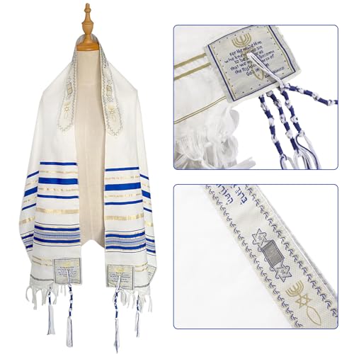 Tallit Prayer Shawl with Bag, Soft Fabric 70"x 20" Tallit Prayer Cloth Israel for Men & Women - color: Blue