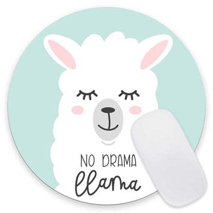 Mouse Pad, Cute Llama,No Drama Llama Mouse Pad, Round Cute Gaming Cloth Mousepad for Office Laptop, Non-Slip Rubber Personalized Computer Desk Mouse Pads for Wireless Mouse 7.9×7.9×0.12 inches - color: Cute llama,No Drama llama