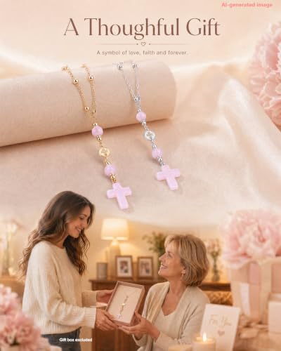 Pink Religious Cross Car Charm for Women (Cross-Pink)