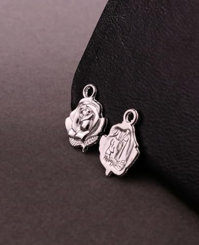 COTTVOTT Saint Therese of Lisieux/Saint Mother Teresa of Calcutta/Divine Mercy Jesus/Mater Dolorosa Patron Saint Medal Charm Pendant for DIY Rosary Necklace Bracelet Jewelry Making Part - color: 30pcs-Rose&Lourdes