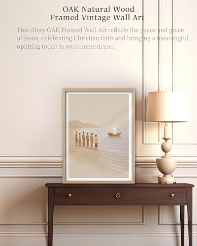 iHery 16x20in Jesus Teaching from the Boat Framed Wall Art - color: OAK Framed Teaching, size: 20"L x 16"W
