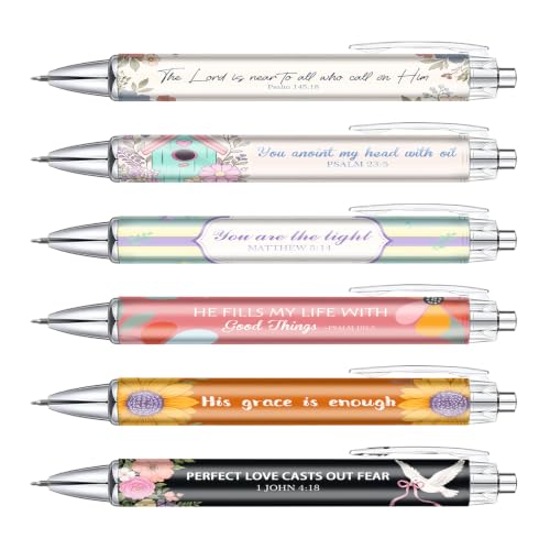 Christian Pens for Women, 6 Pack Floral Bible Verse Ballpoint Pens Gift - color: pink03