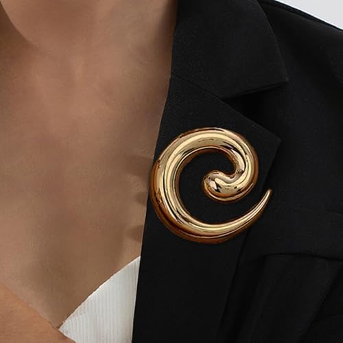 Spiral Brooch for Women Gold Greek Goddess Brooch Pin Silver Spiral Statement Brooches Minimalist Brooches Pins Fashion Statement Jewelry Accessories - color: gold