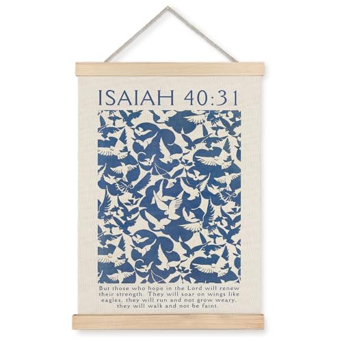 Supwhd Isaiah 40:31 Eagles Christian Wall Art with Wooden Poster Hanger, God is Good Bible Verses Posters Wall Art Decor, Christian Wall Decor for Home Room, 16x24 - color: Isaiah 40:31, size: 24"L x 16"W