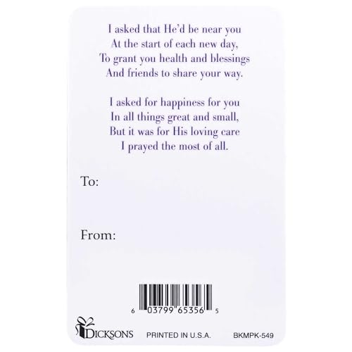 Dicksons Lavender Flowers - I Said A Prayer for You Today, White/Purple 3.8 x 2.5 Inch Laminated Cardstock Pocket Card Bookmark; Pack of 12