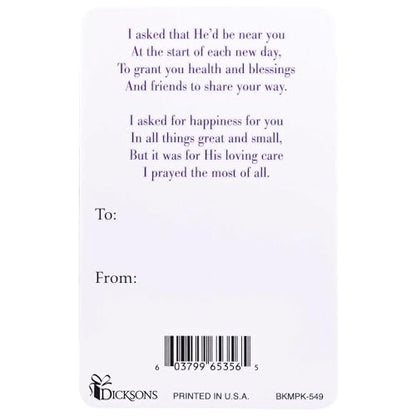 Dicksons Lavender Flowers - I Said A Prayer for You Today, White/Purple 3.8 x 2.5 Inch Laminated Cardstock Pocket Card Bookmark; Pack of 12