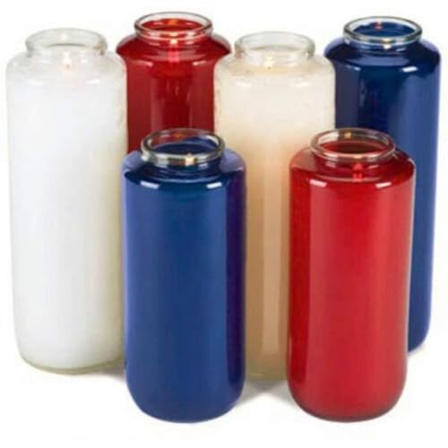 CB Church Supply Candle - Will and Baumer - Gleamlights 12-Count Paraffin Devotional Candles in Glass Holders, 6-Day Burn, Crystal - White