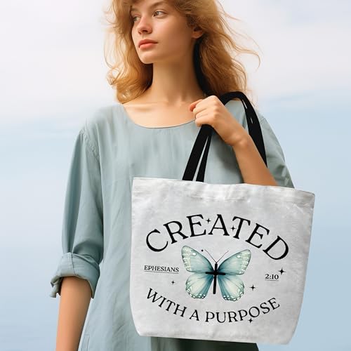 Christian Canvas Tote Bags - color: Created With a Purpose