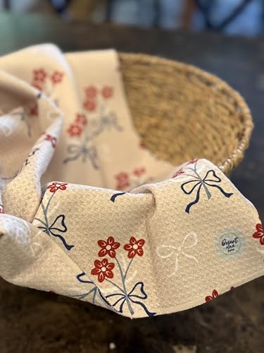 Kitchen Towels, Dish Towels for Kitchen, 3 Pc Kitchen Towel Set - color: Red/White/Blue