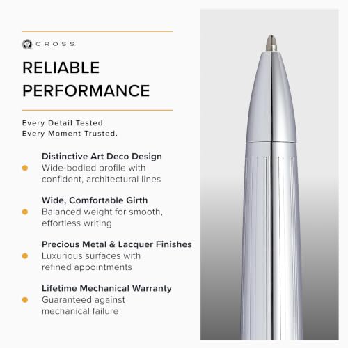 Cross Townsend Lustrous Chrome Ballpoint Pen, Medium Point, Black Ink - color: Lustrous Chrome