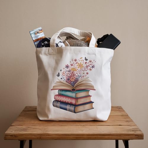Book Lovers Gifts Canvas Tote Bag Tote Bag for Women Reusable Shoulder Bags for Grocery Beach Work - color: White