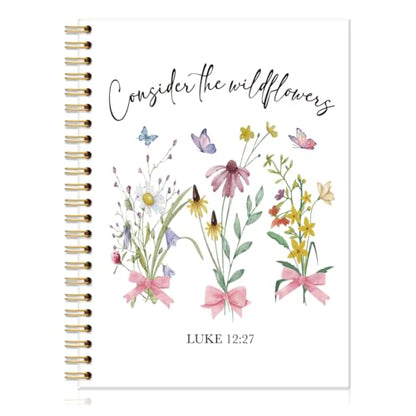 Consider the Wildflowers Hardcover 160 Pages Lined Spiral Notebooks, Flowers Journal, Christian Bible Journal Notebooks, Team Diary, Employee Appreciation Gifts For Coworker Mentor Teacher ? - color: Multi & Pink