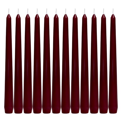 12 Pack Brown Taper Candles丨Taper Candles 10 Inch Dripless丨Unscented & Smokeless Candlesticks Bulk丨7-8 Hours Long Burning Tall Candles丨Ideal for Christmas Weddings Parties Dinner - color: Brown, size: 12 Pack Taper Candle