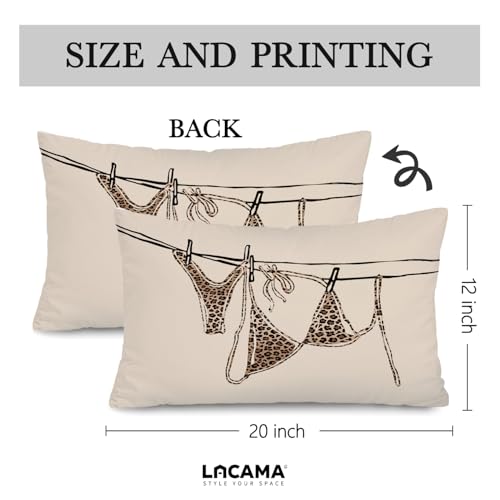 Lacama Coastal Leopard Print Throw Pillow Cover 12x20, Coastal Room Decor - color: Coast-bikini-leopard Print