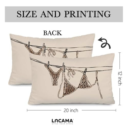 Lacama Coastal Leopard Print Throw Pillow Cover 12x20, Coastal Room Decor - color: Coast-bikini-leopard Print